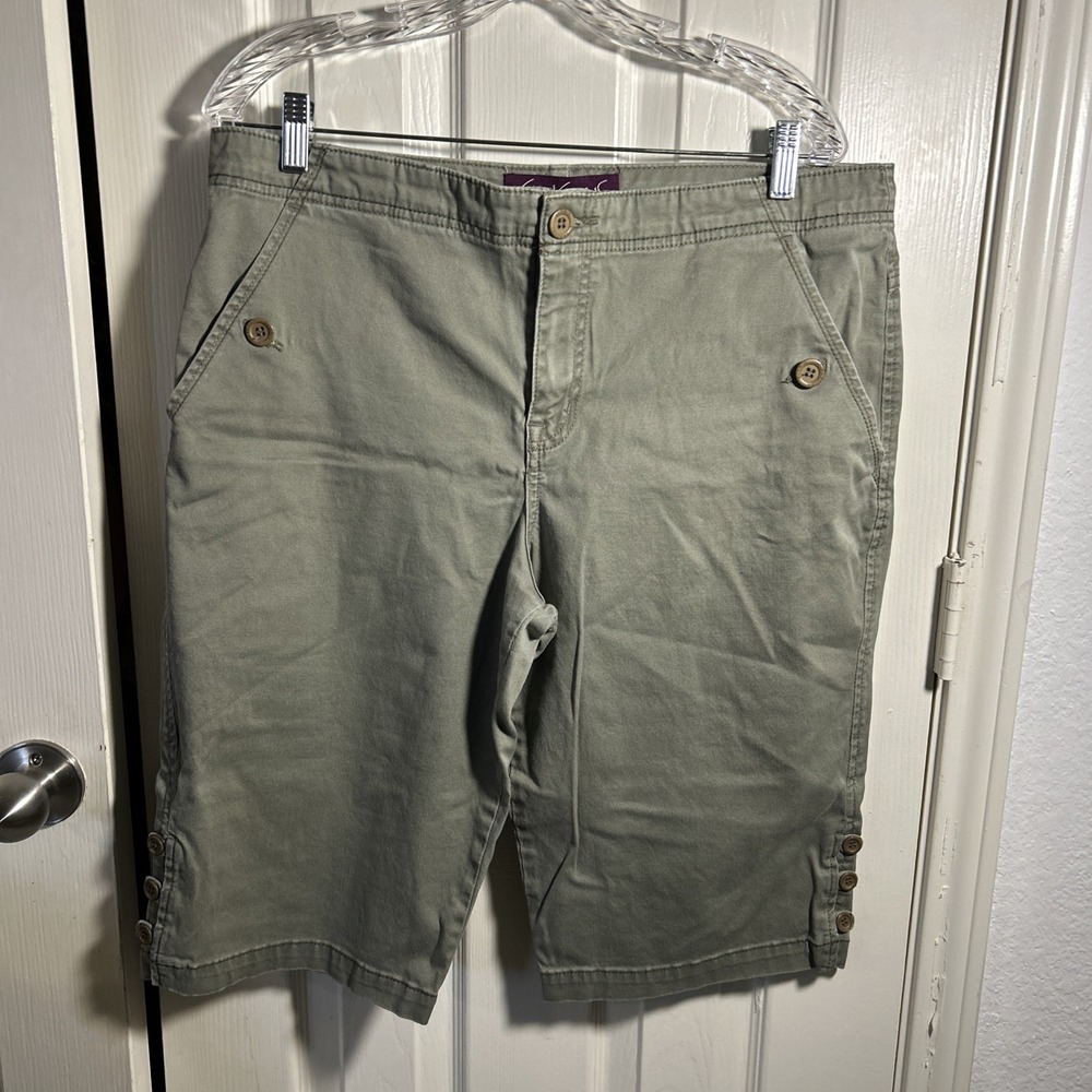 Gloria Vanderbilt Bermuda Shorts‎ Womens 16P Cotton Blend Green High Rise